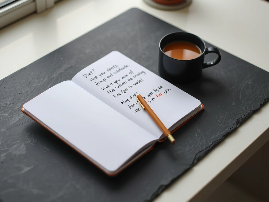 Notizen zur Ernährungsplanung auf einem Notizbuch